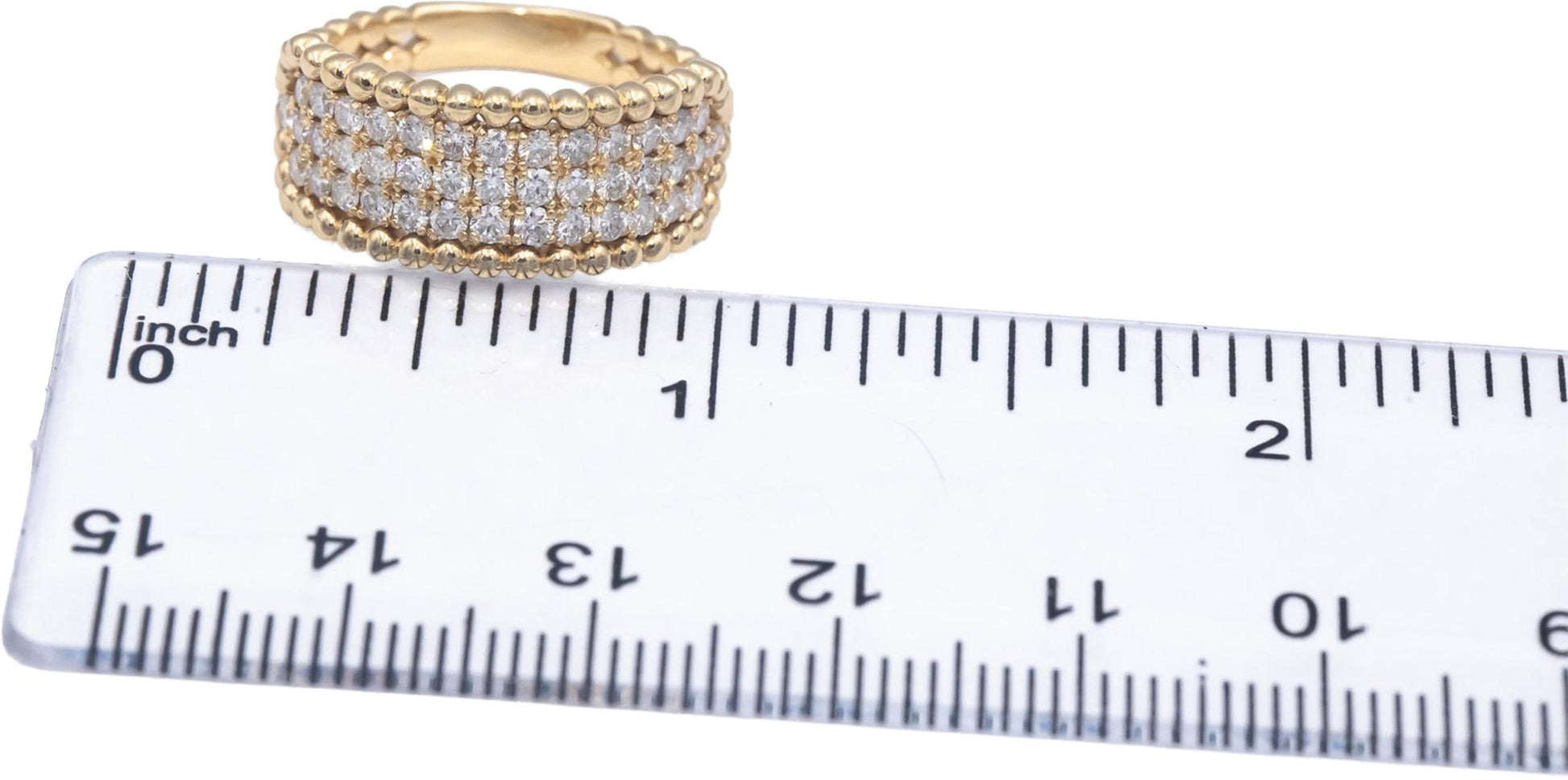 14k Yellow Gold 0.75CT Round Cut Diamond Three Row Band Ring Size 6.75
