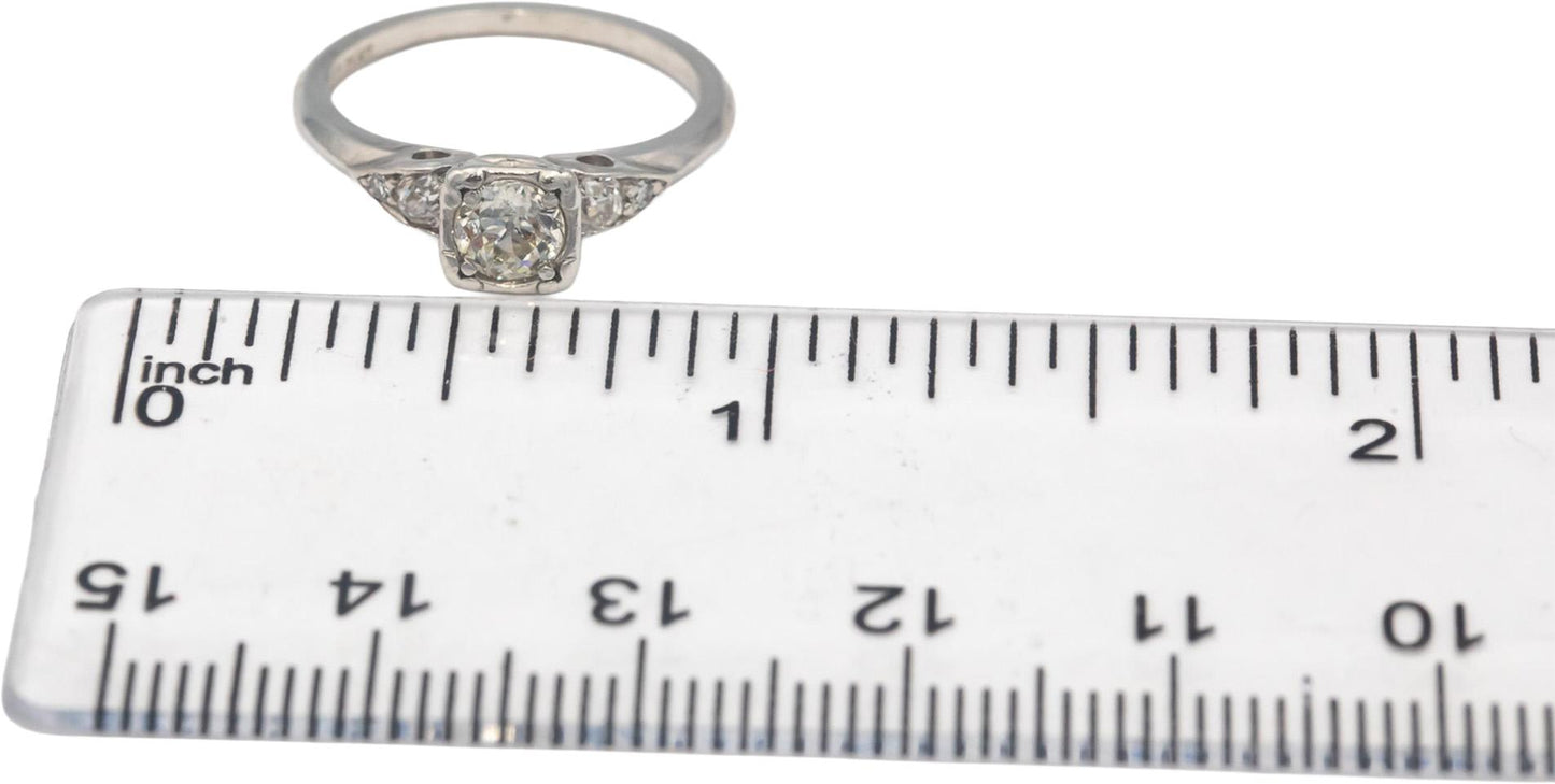 Antique Vintage Platinum 0.50CT VS Euro Cut Diamond Engagement Ring Size 4.75