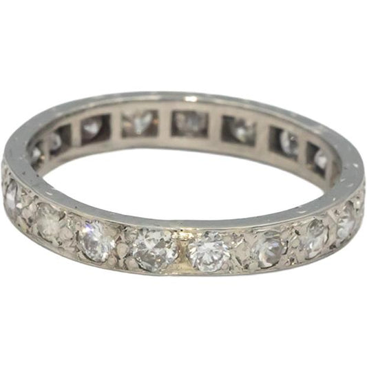 Vintage Antique Platinum 1.0CT VS Round Cut Diamond Eternity Ring Size 6.5