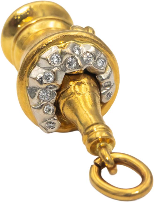 TIFFANY & CO. Diamond 18k Yellow Gold Champagne Bucket Charm w/ Pouch 0.07CT