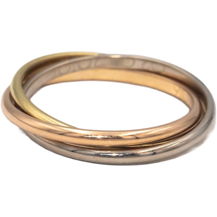CARTIER 18k Tri-Color Gold Trinity Band Ring Euro Size 51 Size 5.75 w/ Papers