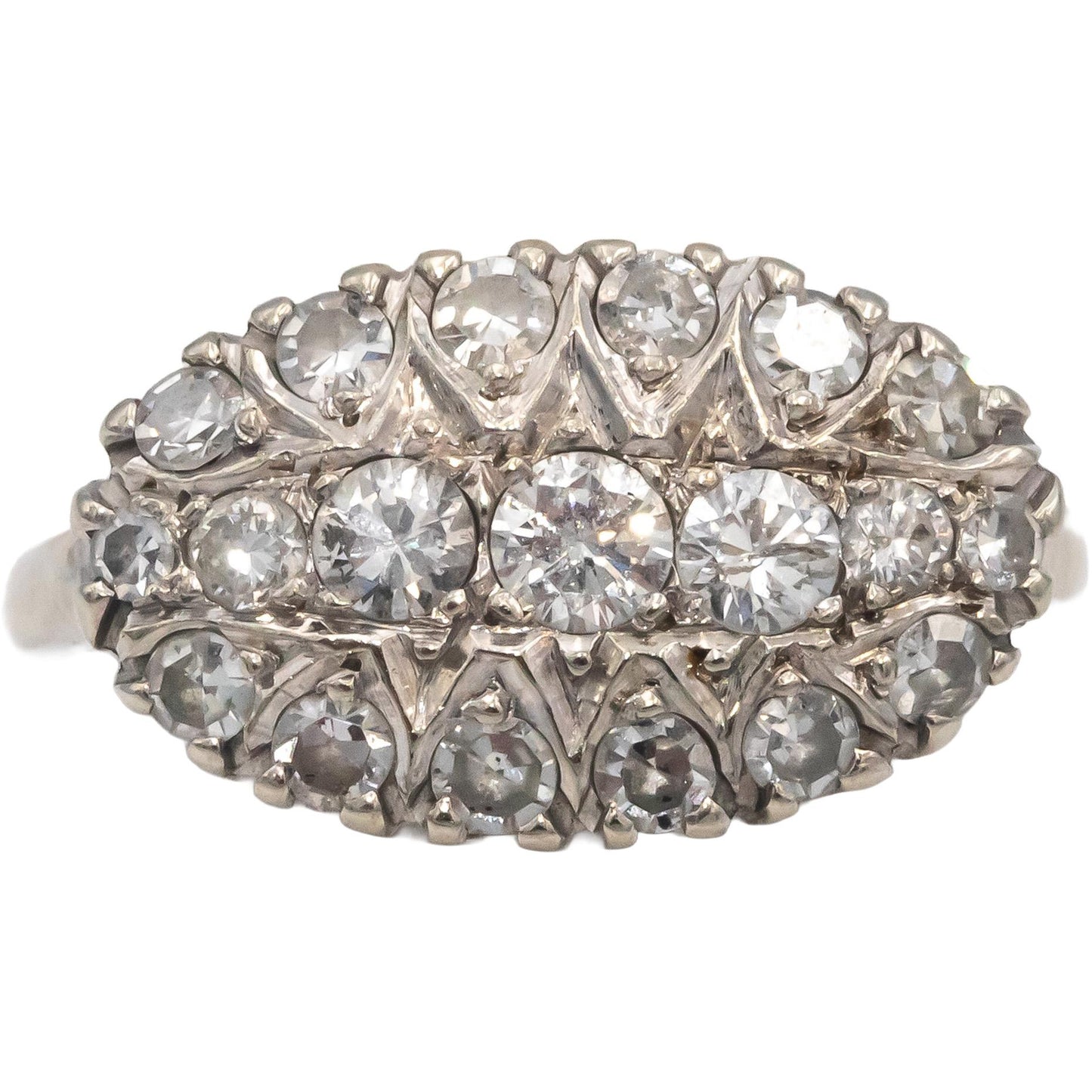 Vintage Antique 14k White Gold VS Diamond Cocktail Ring 1.0CT Size 6.25