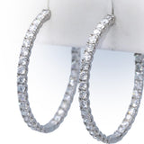 14k White Gold Round Lab Grown Diamond Inside Out Hoop Earrings 6.0CT