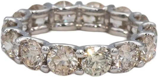 14k White Gold Round Shared Prong Diamond Eternity Band Ring 5.10CT Size 6