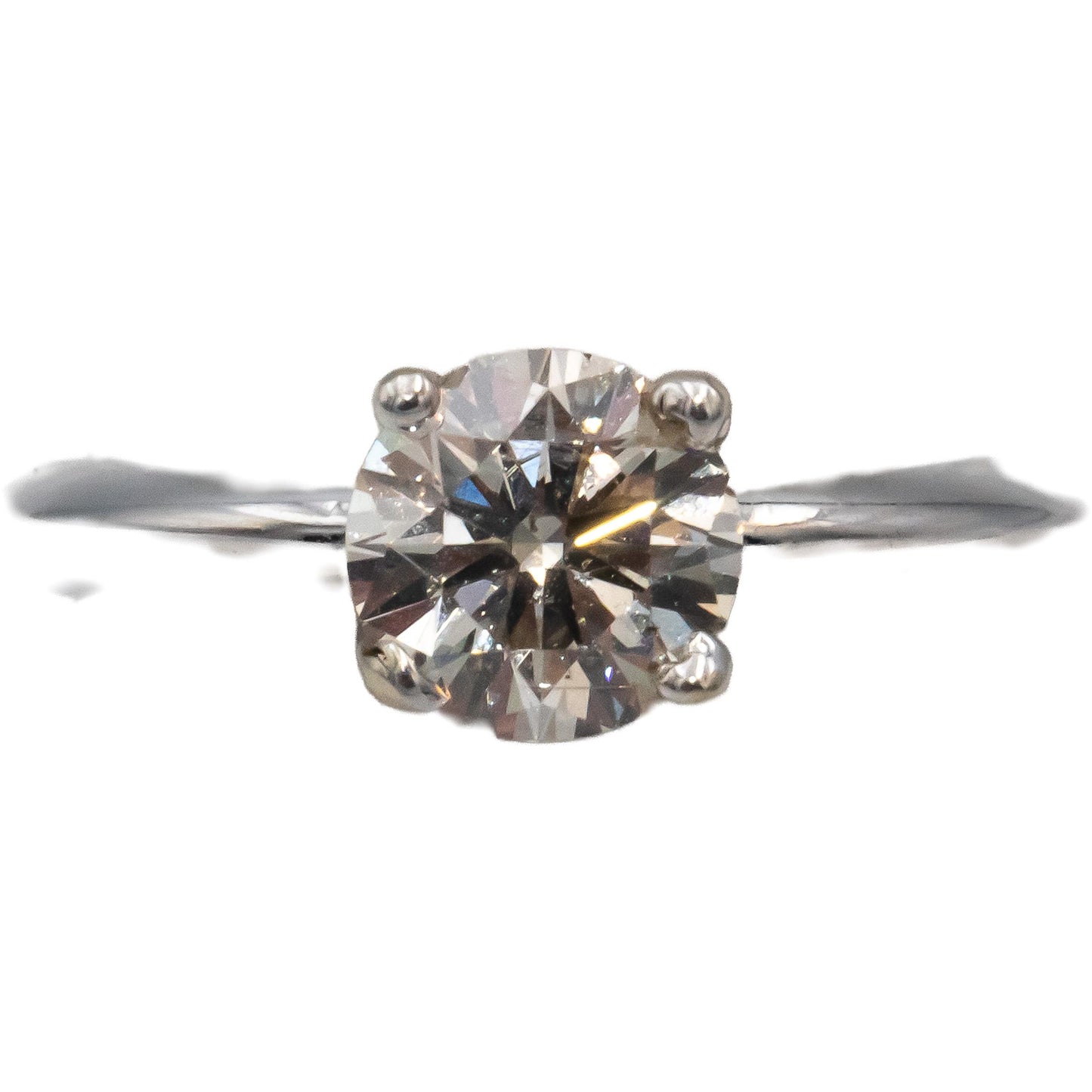 14k White Gold Round Diamond Solitaire Engagement Ring 1.05CT Size 5.25