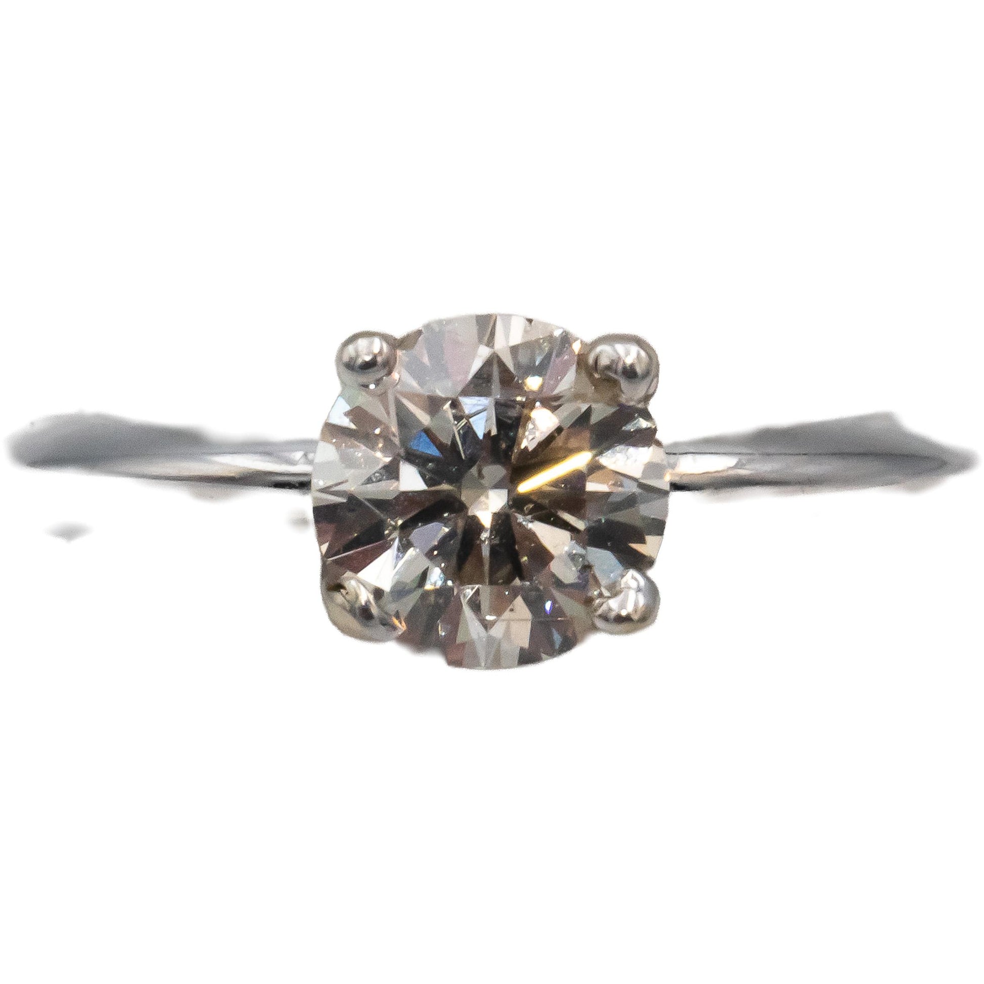 14k White Gold Round Diamond Solitaire Engagement Ring 1.05CT Size 5.25