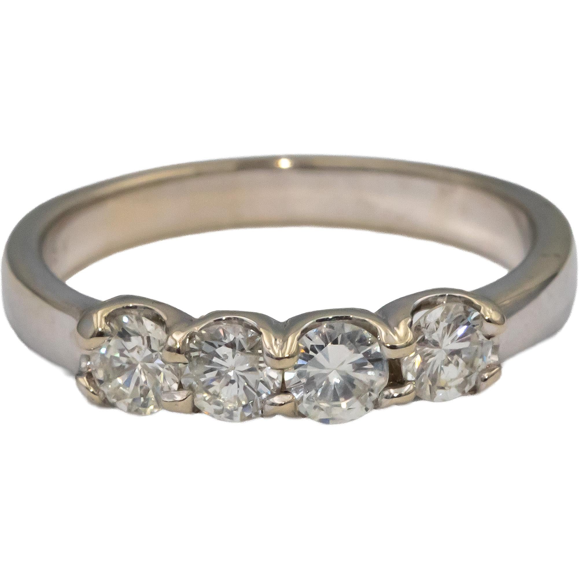 18k White Gold Round Diamond Four Stone Band Ring 0.56CT Size 5.75