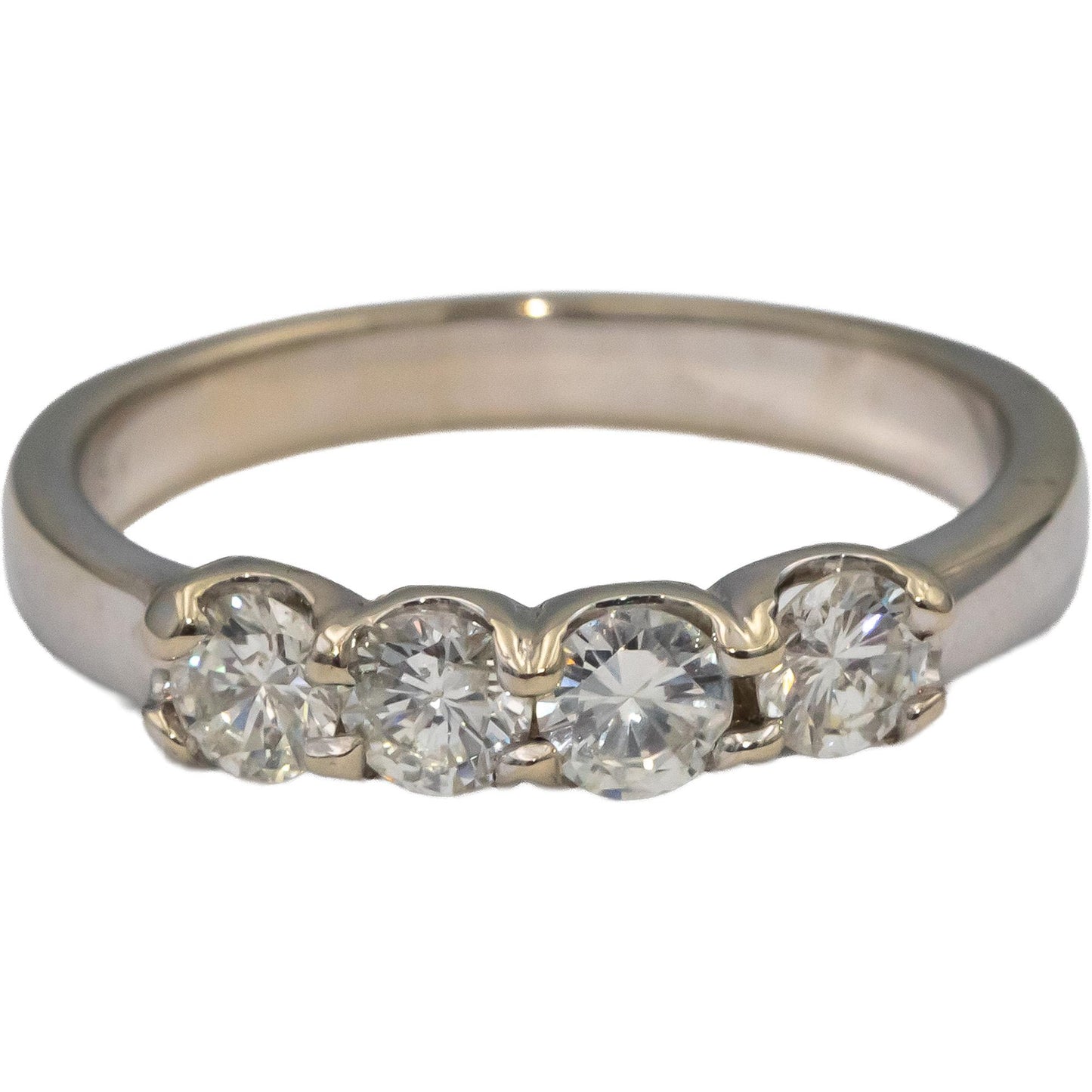 18k White Gold Round Diamond Four Stone Band Ring 0.56CT Size 5.75