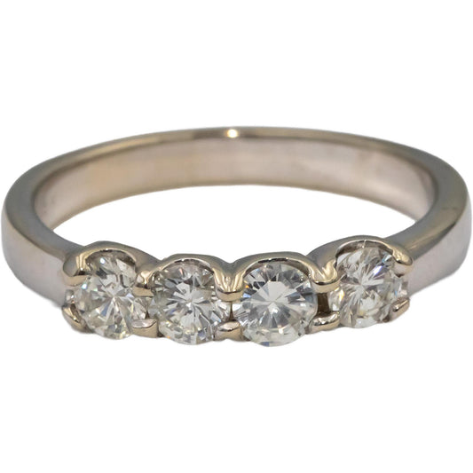 18k White Gold Round Diamond Four Stone Band Ring 0.56CT Size 5.75