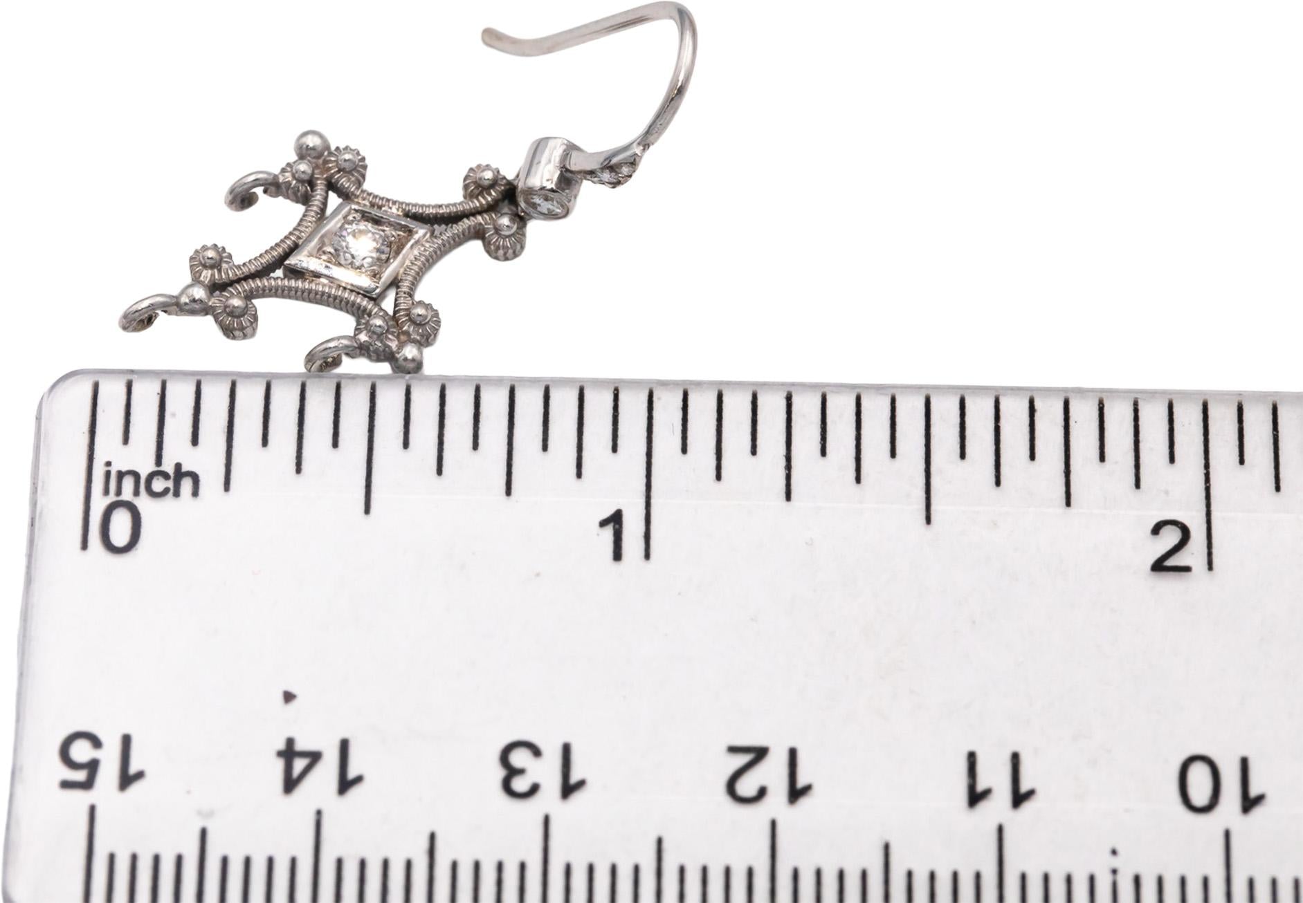 18k White Gold 0.19CT VS Round Diamond Drop Dangle Earrings 0.19CT