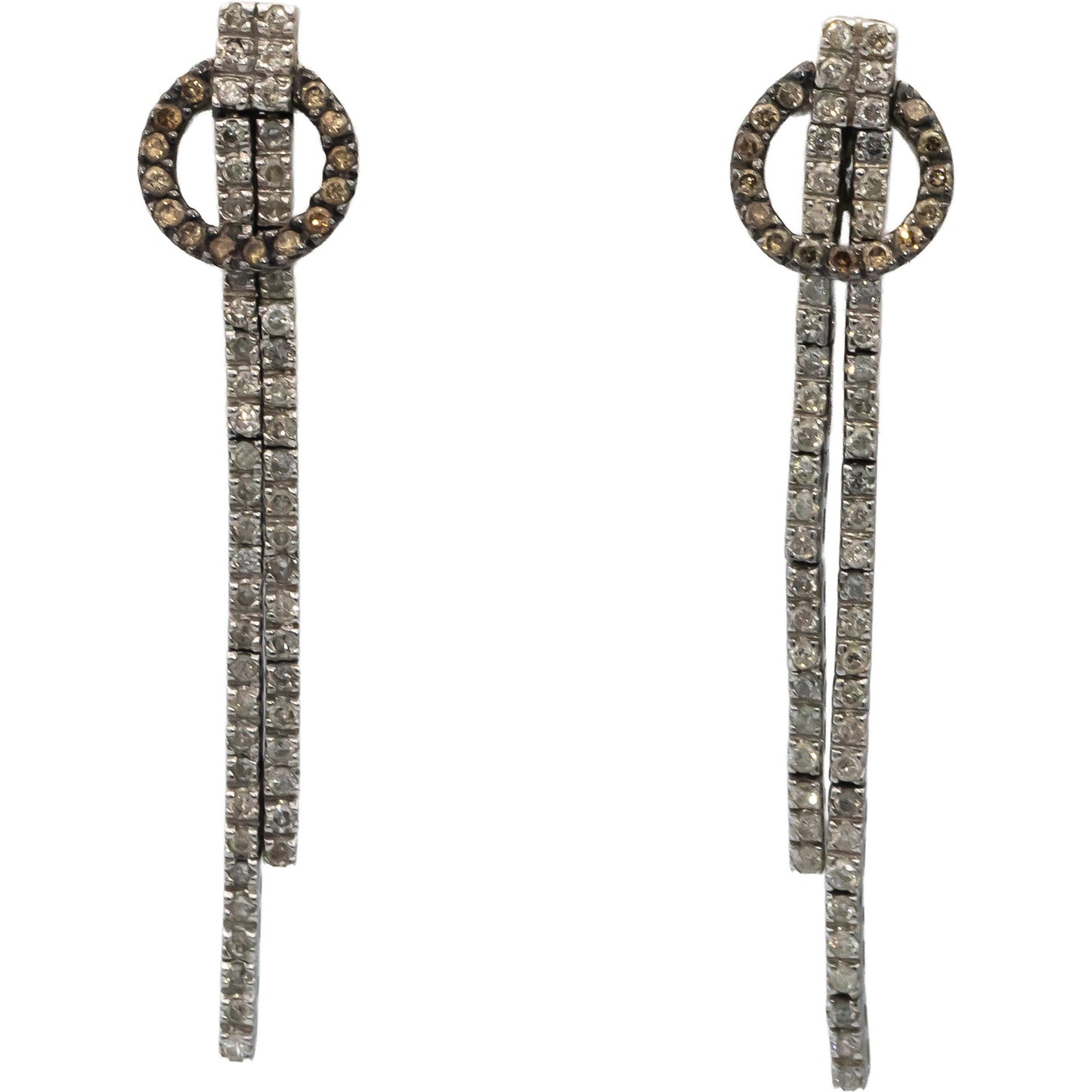 14k White Gold Round Diamond Drop Dangle Earrings 1.0CT