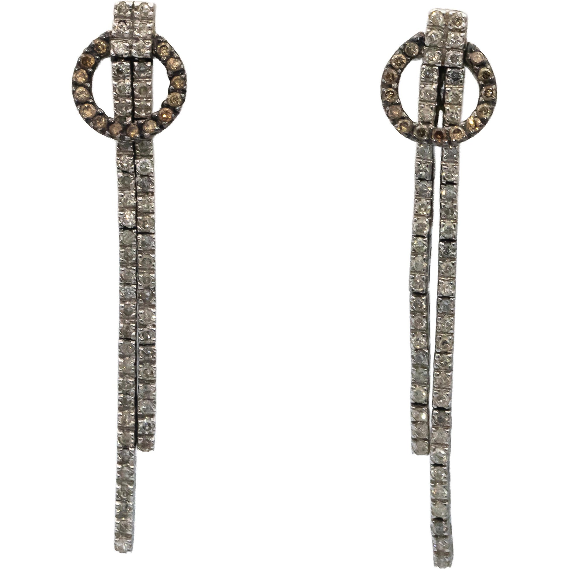14k White Gold Round Diamond Drop Dangle Earrings 1.0CT