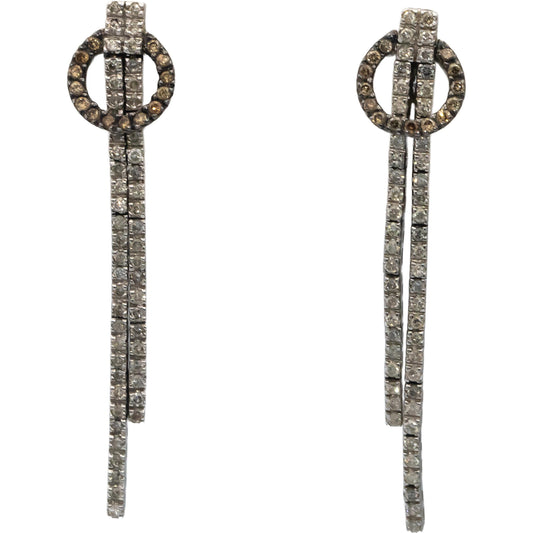 14k White Gold Round Diamond Drop Dangle Earrings 1.0CT