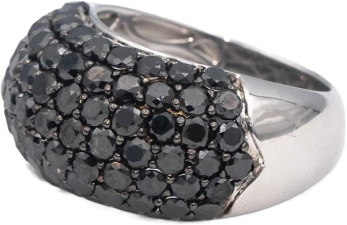 14k White Gold Round Black Diamond Cluster Dome Ring 2.31CT Size 7