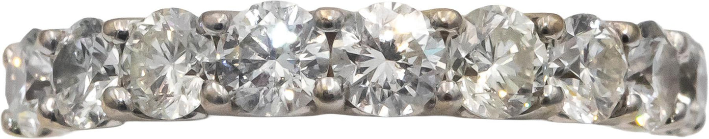 ODELIA 18k White Gold Round Diamond Half Eternity Band Ring 1.80CT Size 7.5