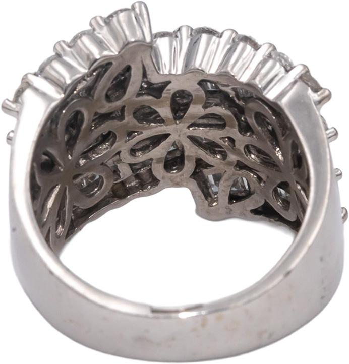 18k White Gold VS Round & Baguette Diamond Cluster Cocktail Ring 5.0CTW Size 8.5