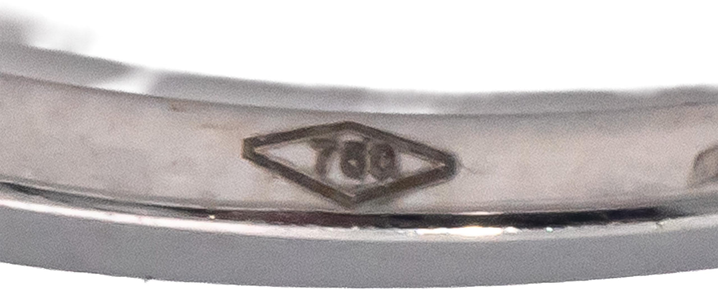 18k White Gold Emerald Cut Ruby Round Diamond Band Ring 0.45CT Size 7