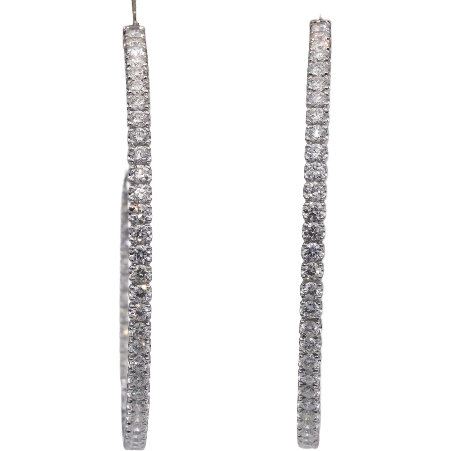 18k White Gold Round Diamond Inside Out Jumbo Hoop Earrings 7.17CTW