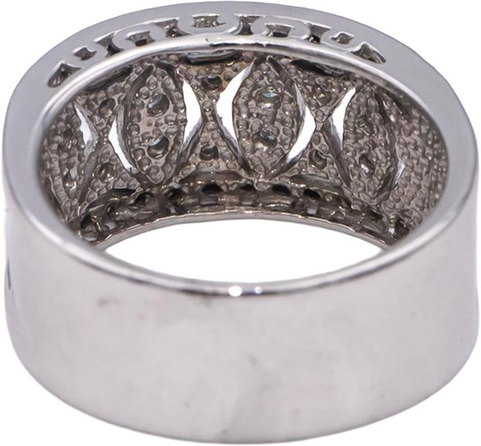14k White Gold Round Diamond Wide Filigree Band Ring 0.27CT Size 7.25