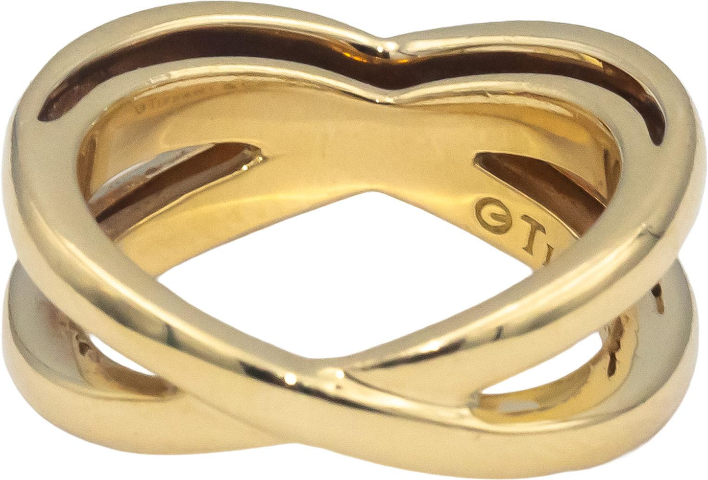 TIFFANY & CO. 18k Yellow Gold Infinity Double Cross Ring Size 5