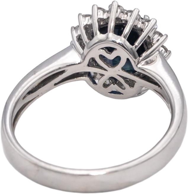 14k White Gold Oval Sapphire Round VS Diamond Halo Ring 3.21CT Size 7.25