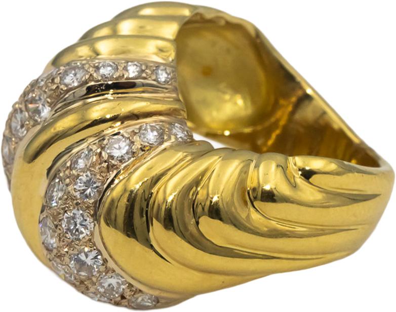 Designer Signed 18k Yellow Gold Round Diamond Cocktail Ring 1.0CT Size 5