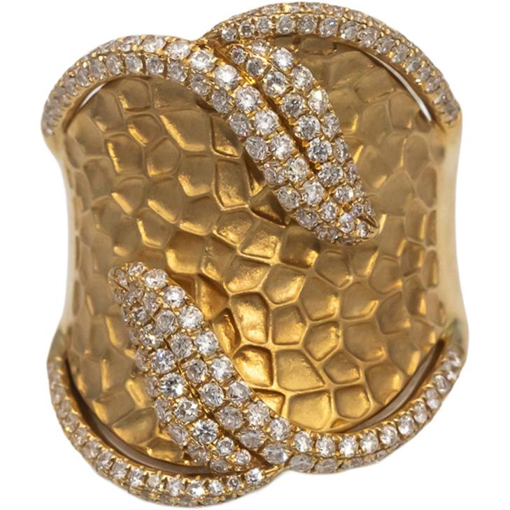 MOUAWAD 18k Yellow Gold VS Round Diamond Floral Cocktail Ring 1.25CT Size 7.25