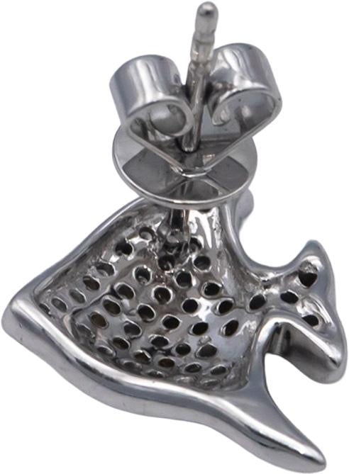 18k White Gold Round Diamond Cluster Tropical Angel Fish Stud Earrings 0.40CTW