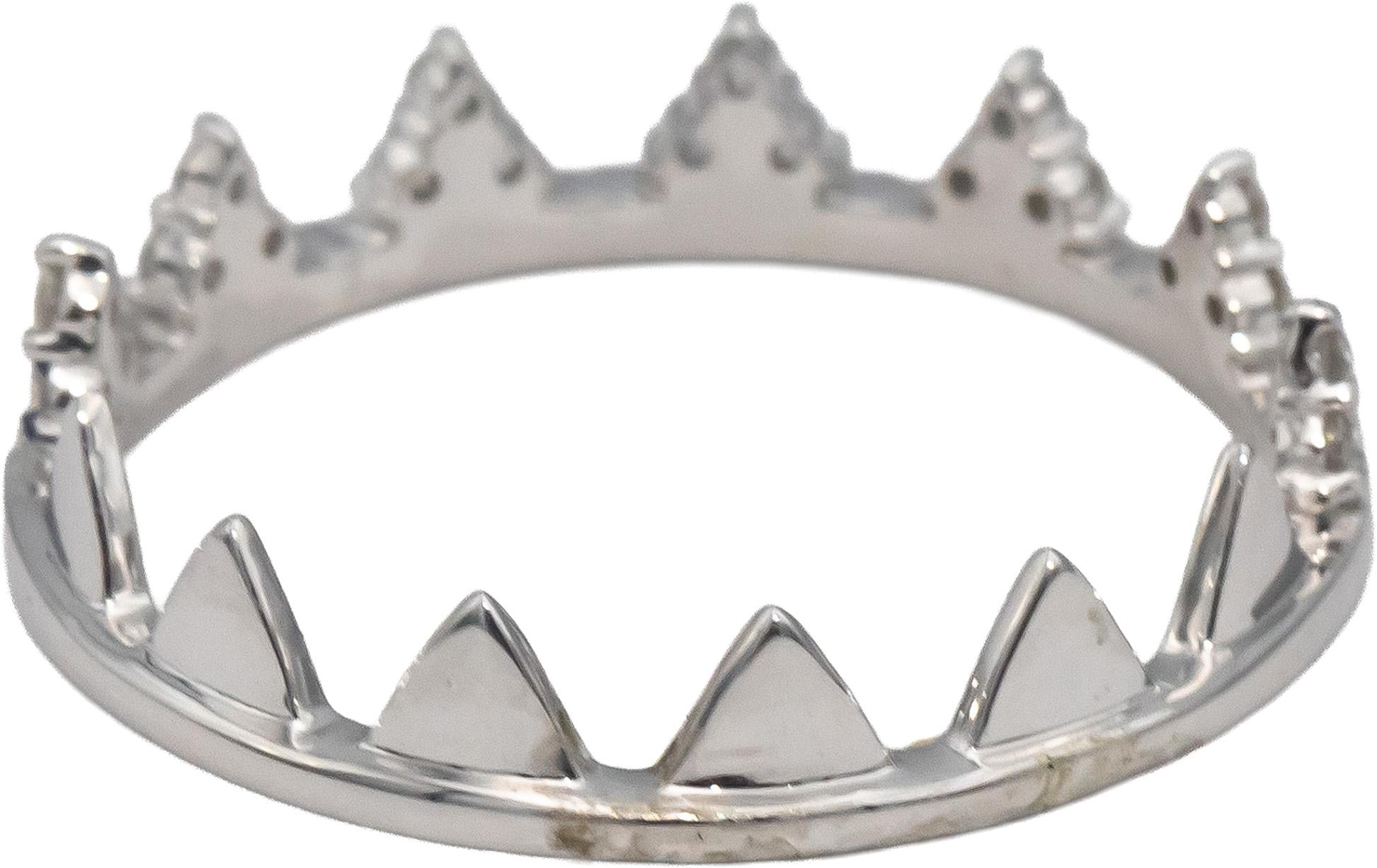 18k White Gold Round Diamond Tiara Band Ring 0.25CT Size 6.75