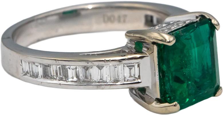 GIA Certified 18k White Gold Zambia Emerald Diamond Cocktail Ring 2.69 Size 5.5
