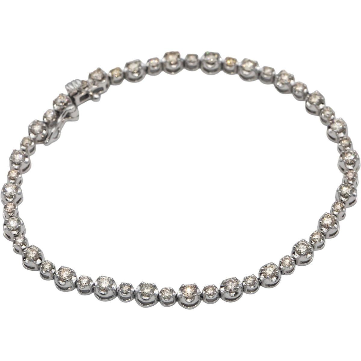 10k White Gold Round Diamond Tennis Bracelet 3.0CT