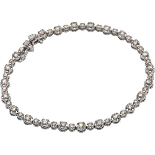 10k White Gold Round Diamond Tennis Bracelet 3.0CT