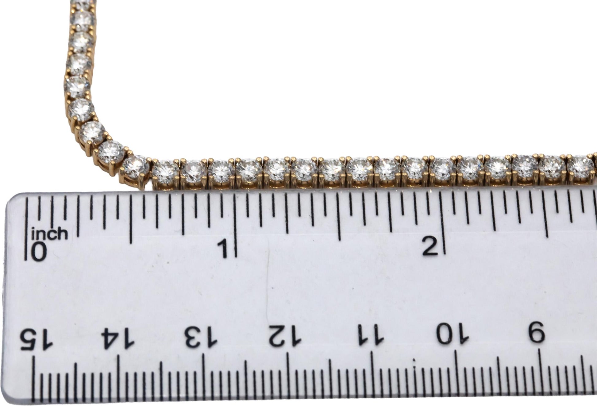 14k Yellow Gold VS Round Diamond Tennis Necklace 16.92CT
