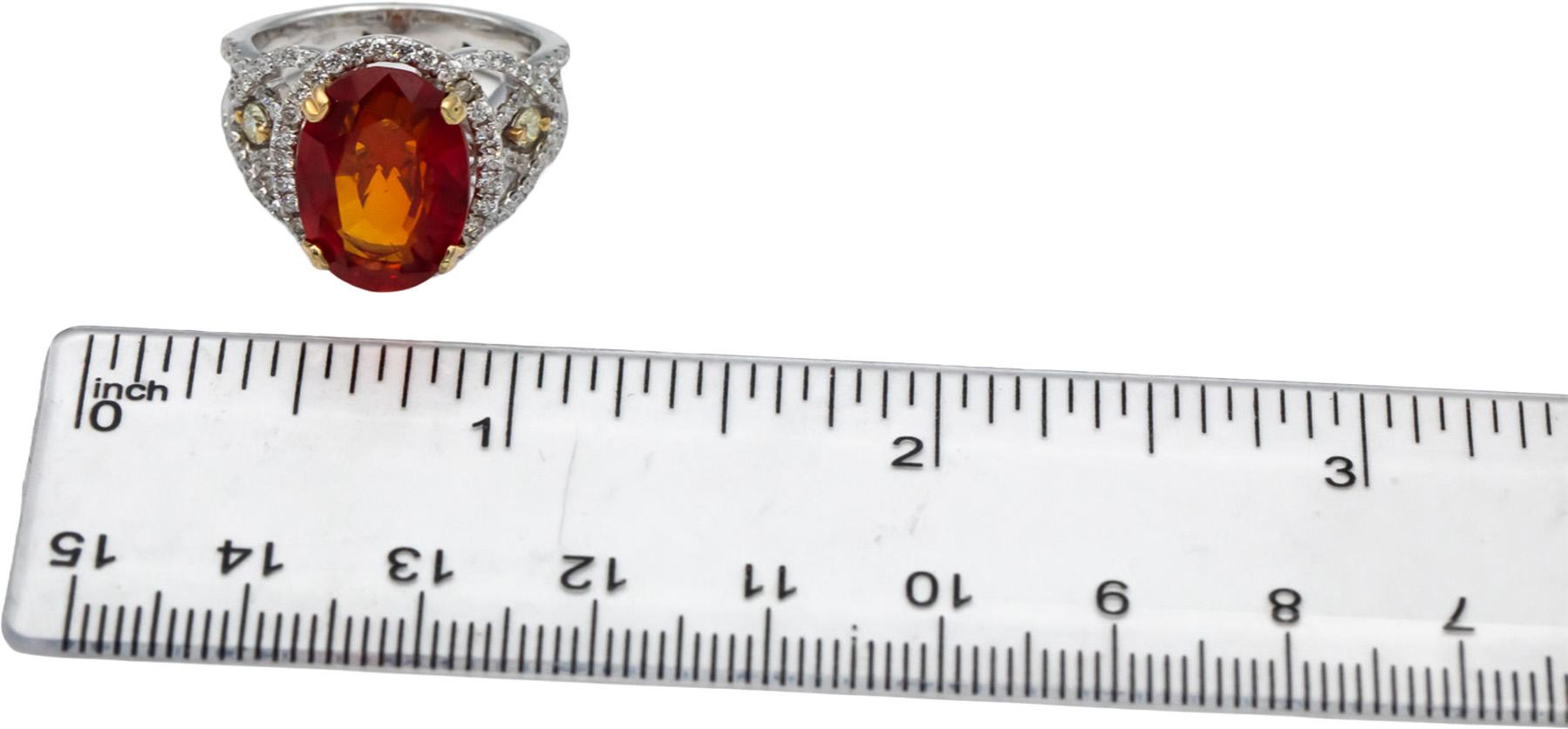 GIA 14k Gold Lab-Grown Sapphire and Round Diamond Ring 0.75CT Size 7.25