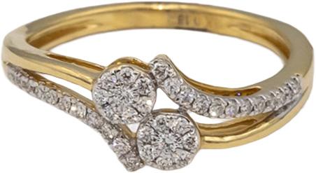 18k Yellow Gold VS Round Diamond Cluster Bypass Band Ring 0.18CT Size 6.25