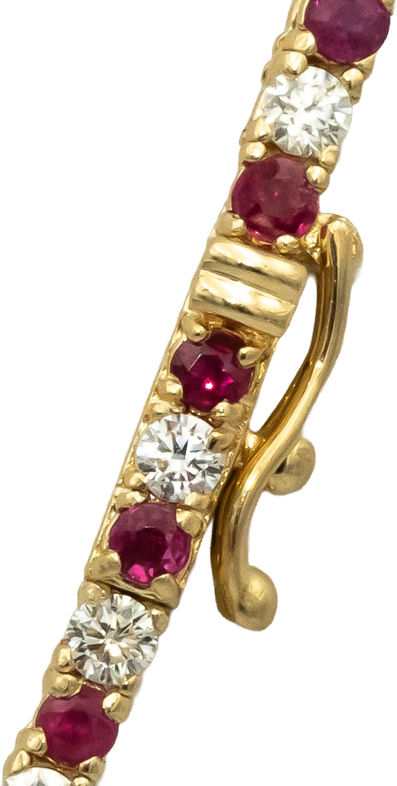 14k Yellow Gold VS Round Diamond and Ruby Tennis Necklace 10.21CTW