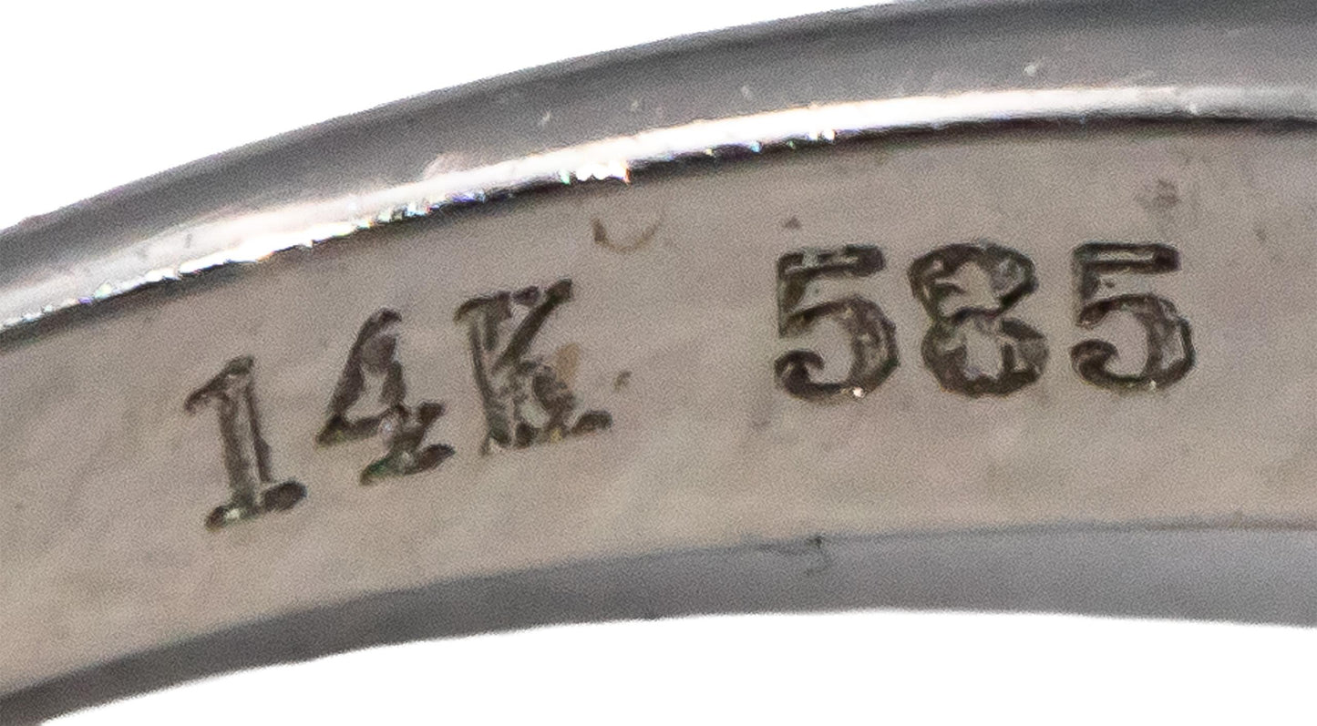 14k White Gold Round & Baguette Diamond Cocktail Ring 0.35CT Size 7.5