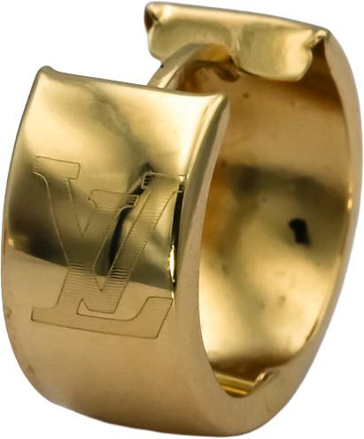 LOUIS VUITTON Designer 18k Yellow Gold Hoop Earrings
