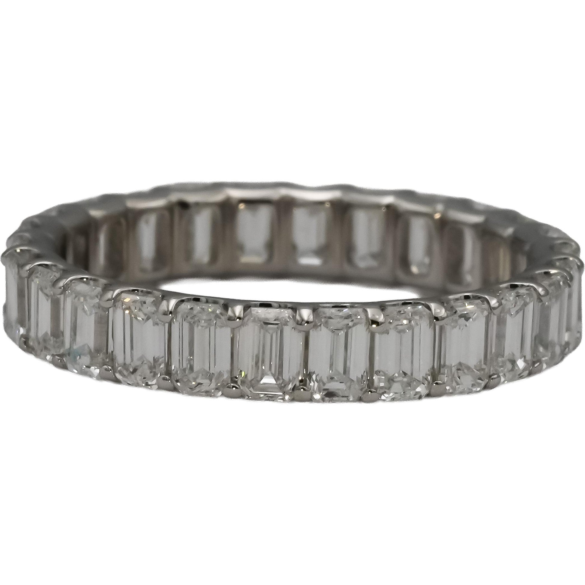 14k White Gold VS Emerald Cut Diamond Eternity Band Ring 3.14CT Size 7