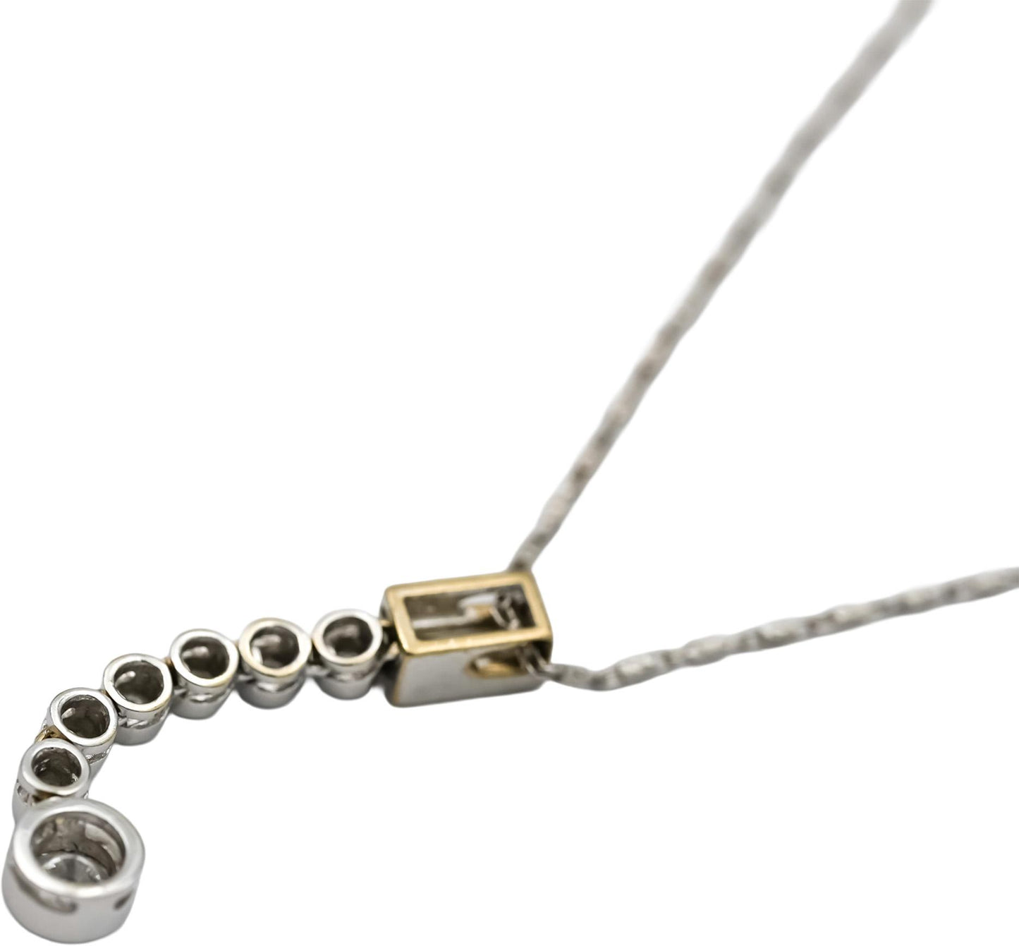 14k White Gold VS Emerald and Round Bezel Set Diamond Pendant Necklace 0.50CT