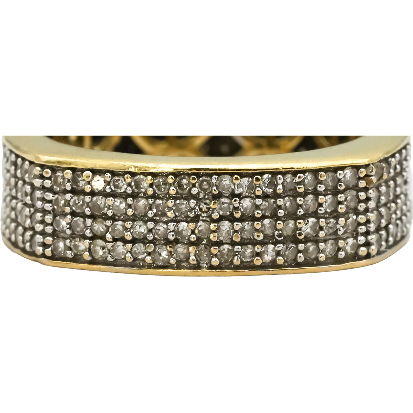 14k Yellow Gold Round Diamond Pave Men's Eternity Band Ring 1.0CT Size 8