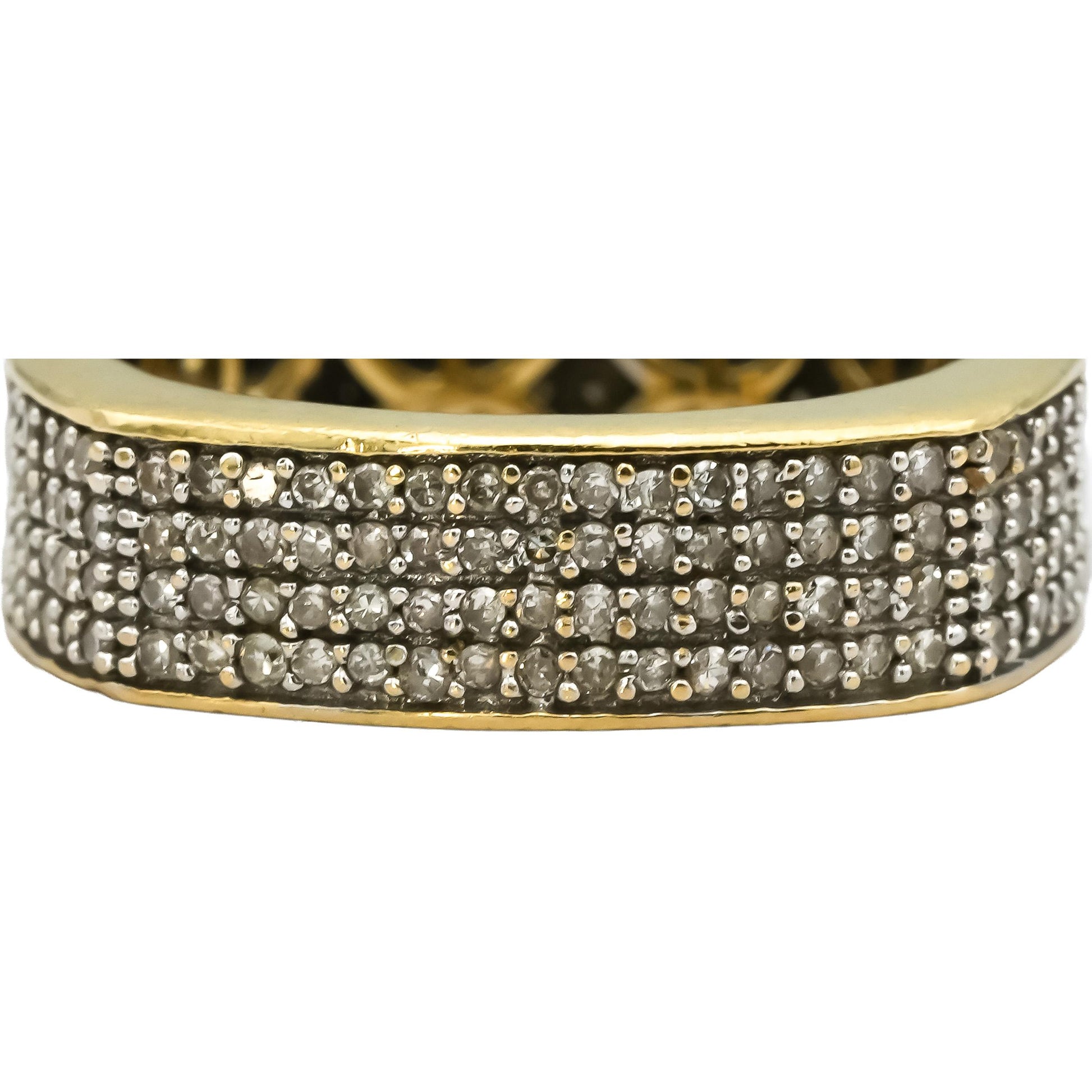 14k Yellow Gold Round Diamond Pave Men's Eternity Band Ring 1.0CT Size 8