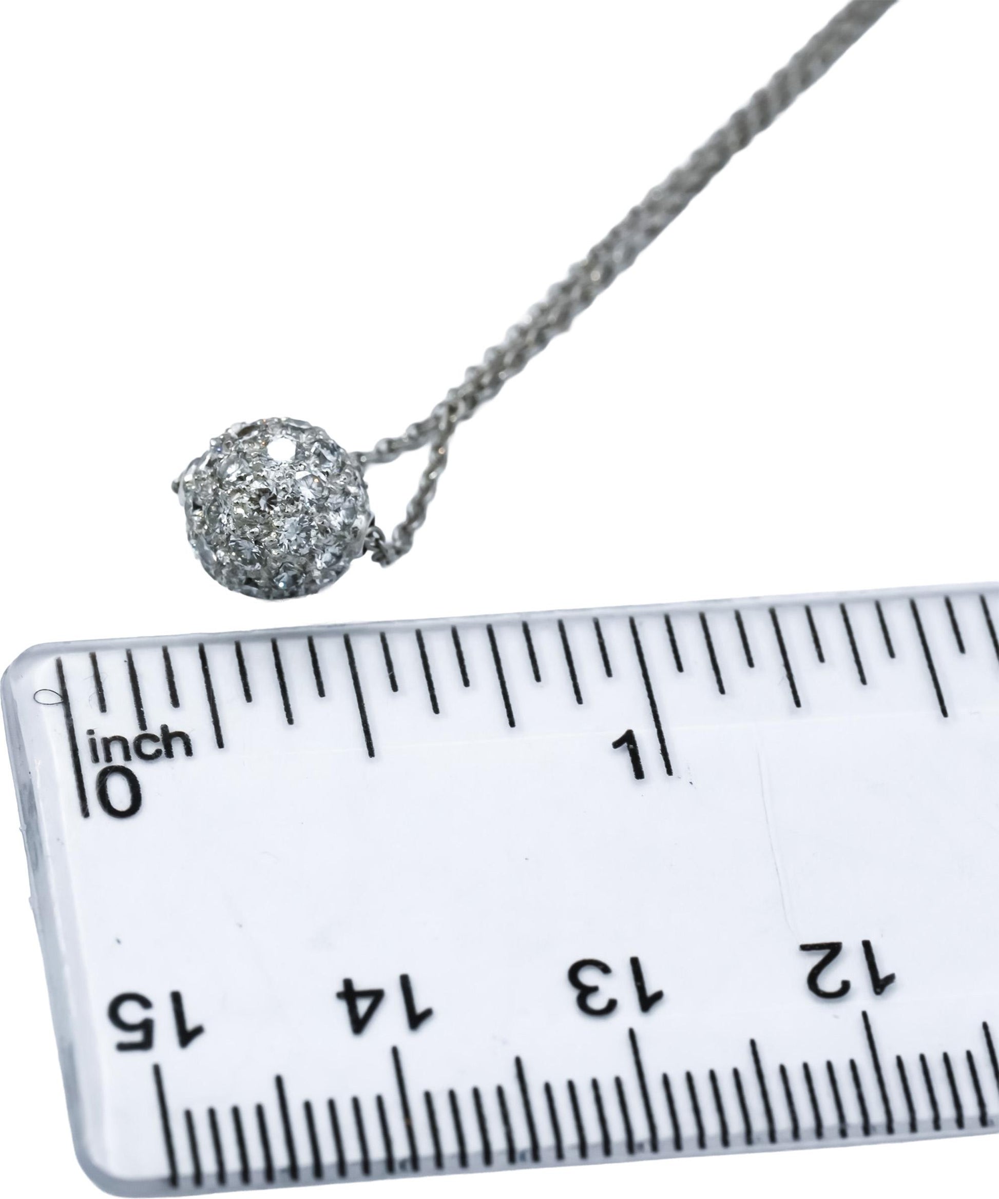 TIFFANY & CO. Platinum VS Round Diamond Cluster Pave Ball Pendant Necklace .90CT
