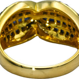 18k Yellow Gold VS Diamond & Blue Sapphire Cluster Cocktail Ring 4.60CTW Size 7