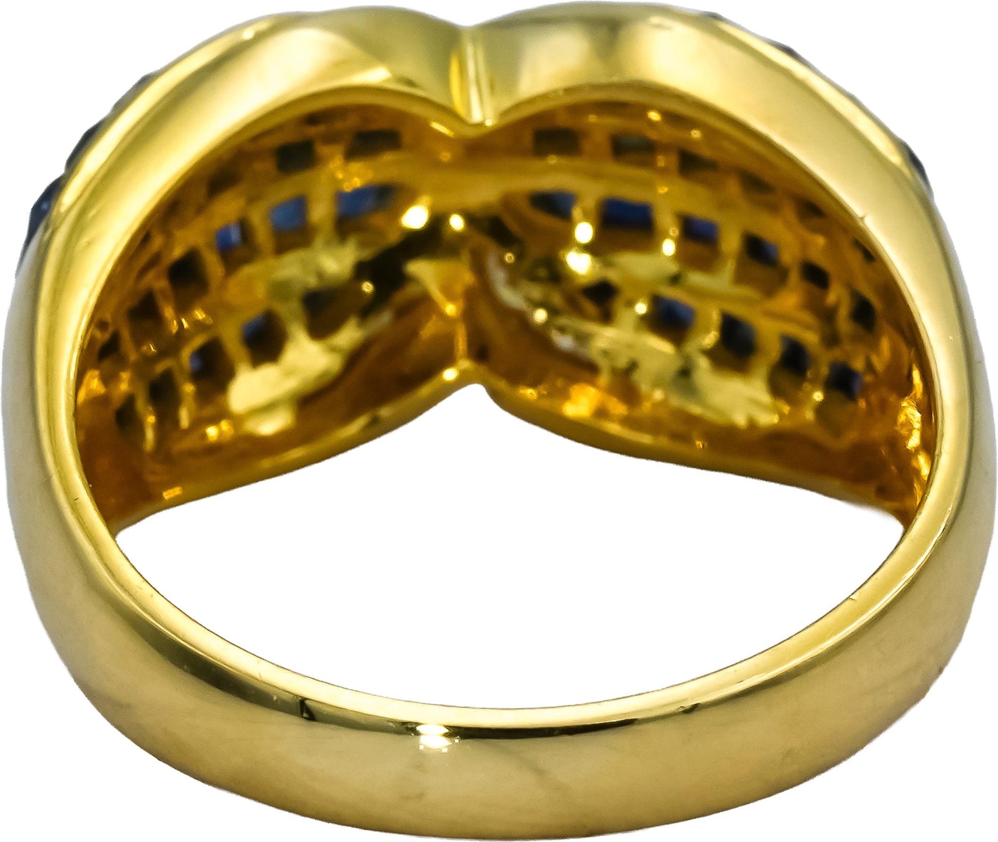 18k Yellow Gold VS Diamond & Blue Sapphire Cluster Cocktail Ring 4.60CTW Size 7
