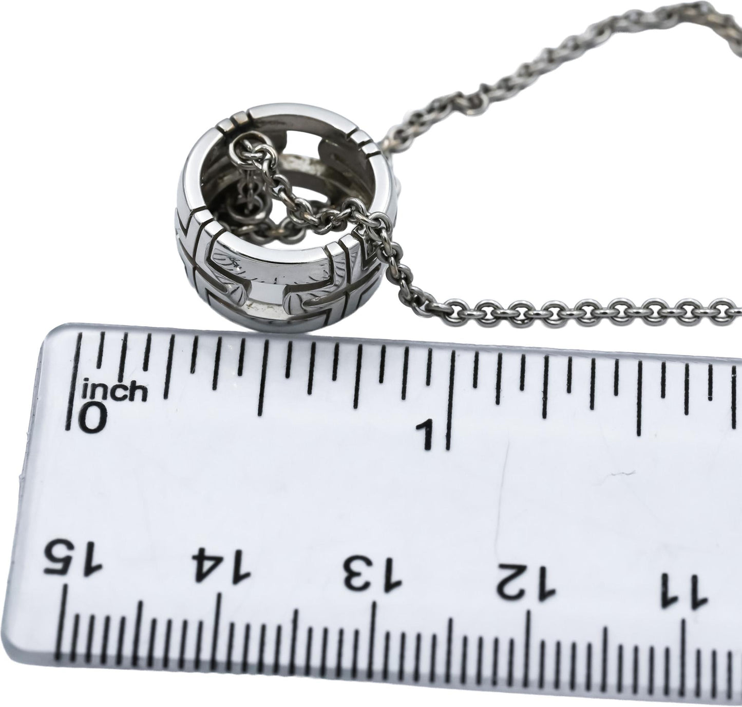 BVLGARI 18k White Gold Parentesi Pendant Necklace