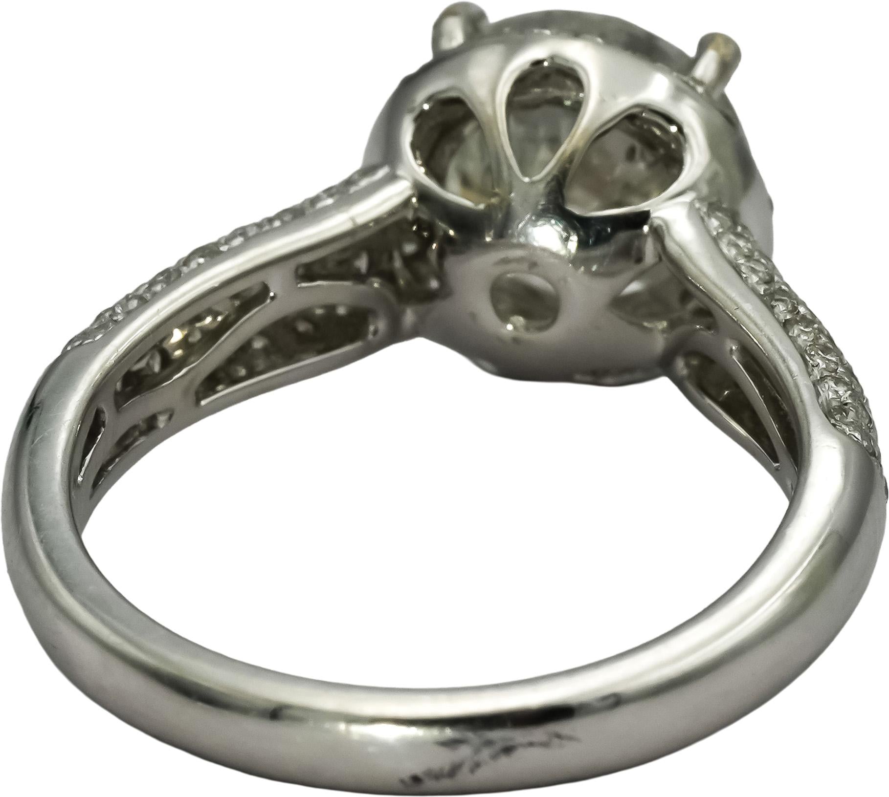 18k White Gold Round Diamond Engagement Ring 2.75CT w/ 2.25CT Center Size 6.75