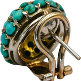 18k White Gold Cabochon Turquoise Cluster Button Earrings