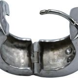 14k White Gold Round Pave Diamond Huggie Hoop Earrings 1.20CT