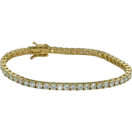 14k Yellow Gold VS Round Diamond Tennis Bracelet 7.05CT